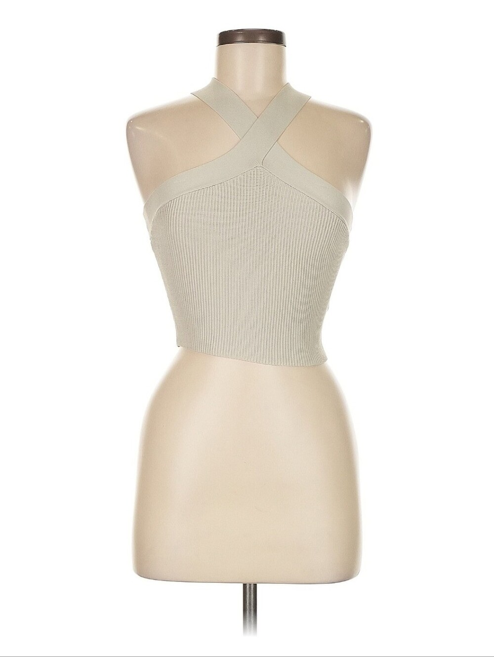 Babaton Cross-Halter Ribbed Crop Top - Cream